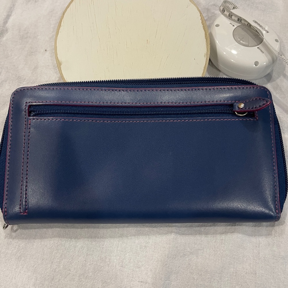 Beautiful Blue Lodis with Purple Trim Zip Around Wallet - Picture 9 of 9